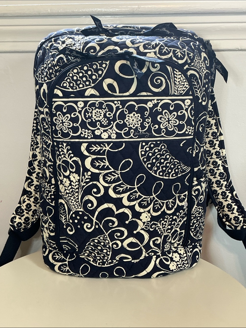 Vera Bradley Quilted Navy Retired Twirly Bird Pattern Laptop Backpack MSRP $159